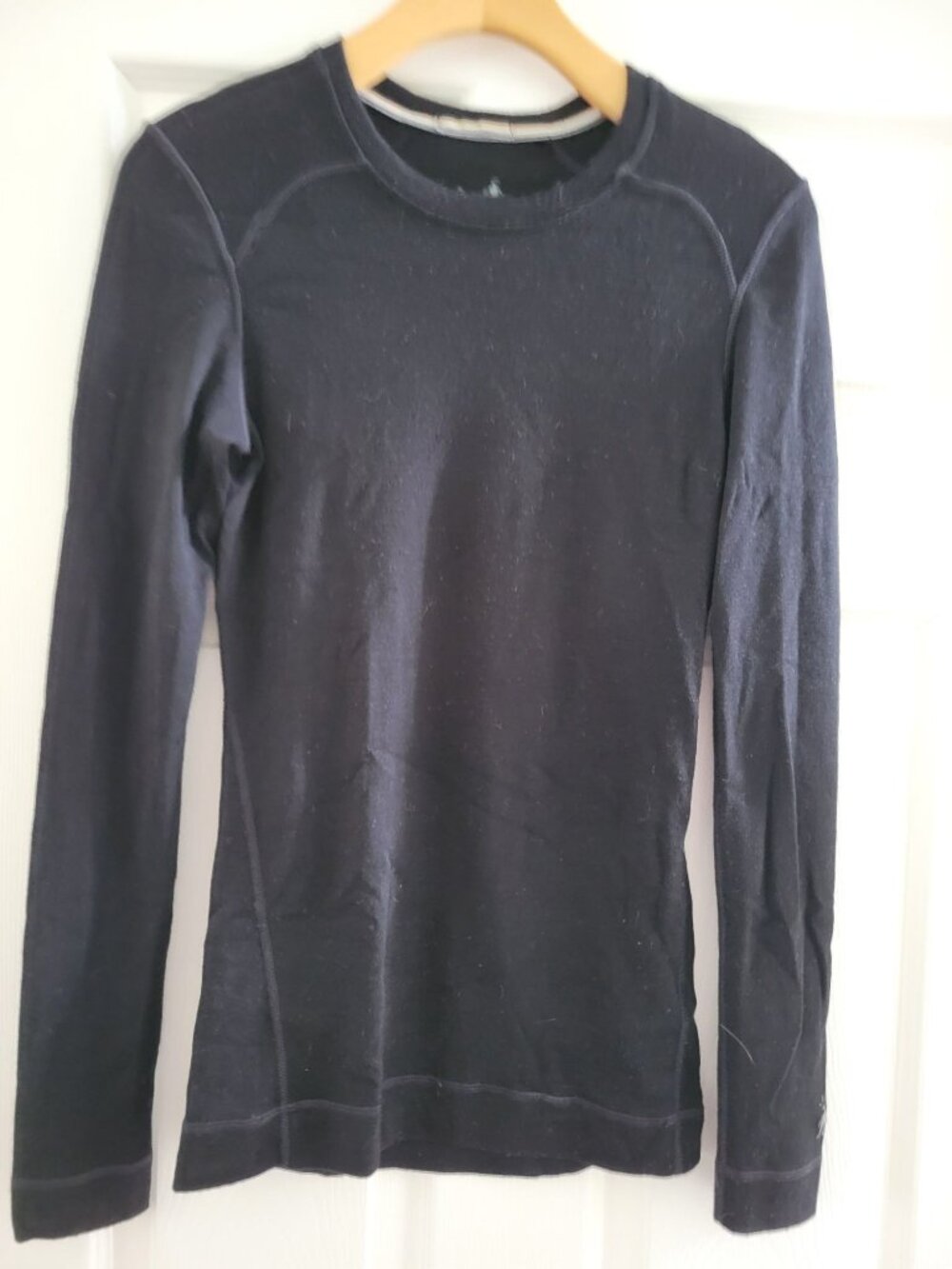 Smartwool Womens Black Baselayer top size Medium Merino Wool Gorpcore hiking